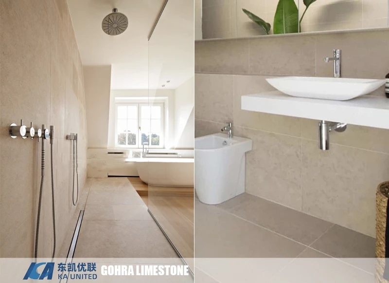 Gohra Limestone Floor and Wall Tiles in bathroom KA UNITED Gohra Limestone Floor and Wall Tiles in bathroom KA UNITED