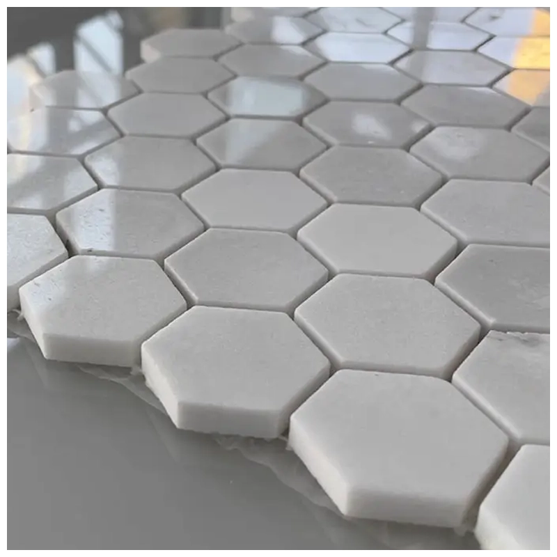 Thassos White Marble Hexagon Mosaic Tiles