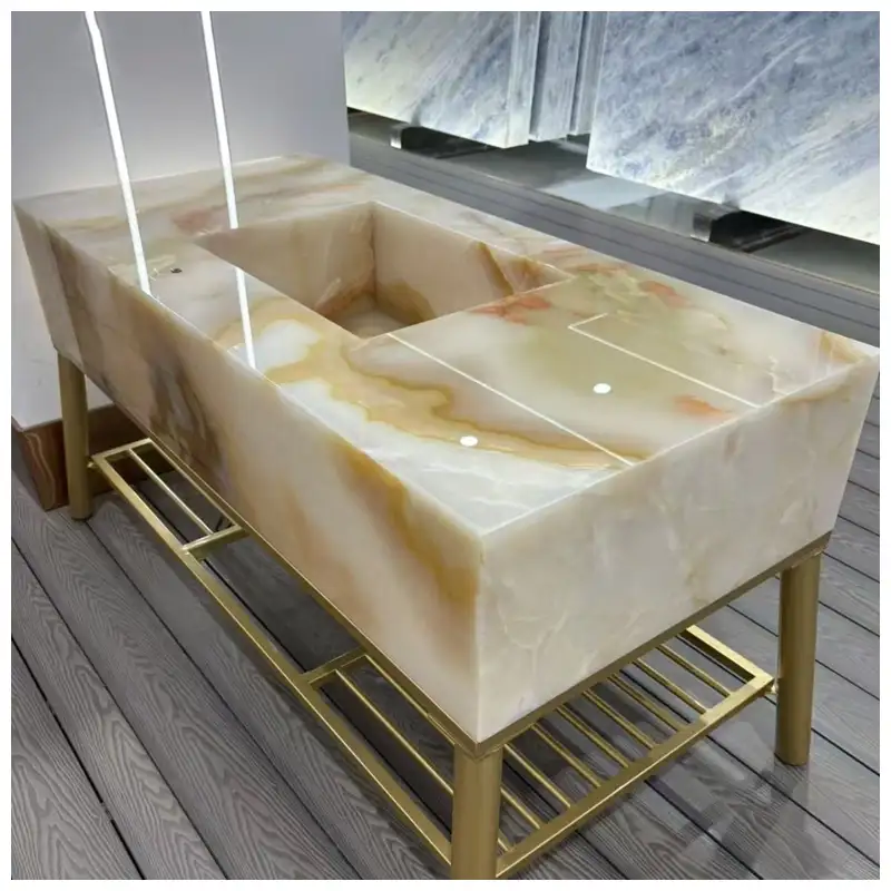 White Onyx Integrated Bathroom Washbasins
