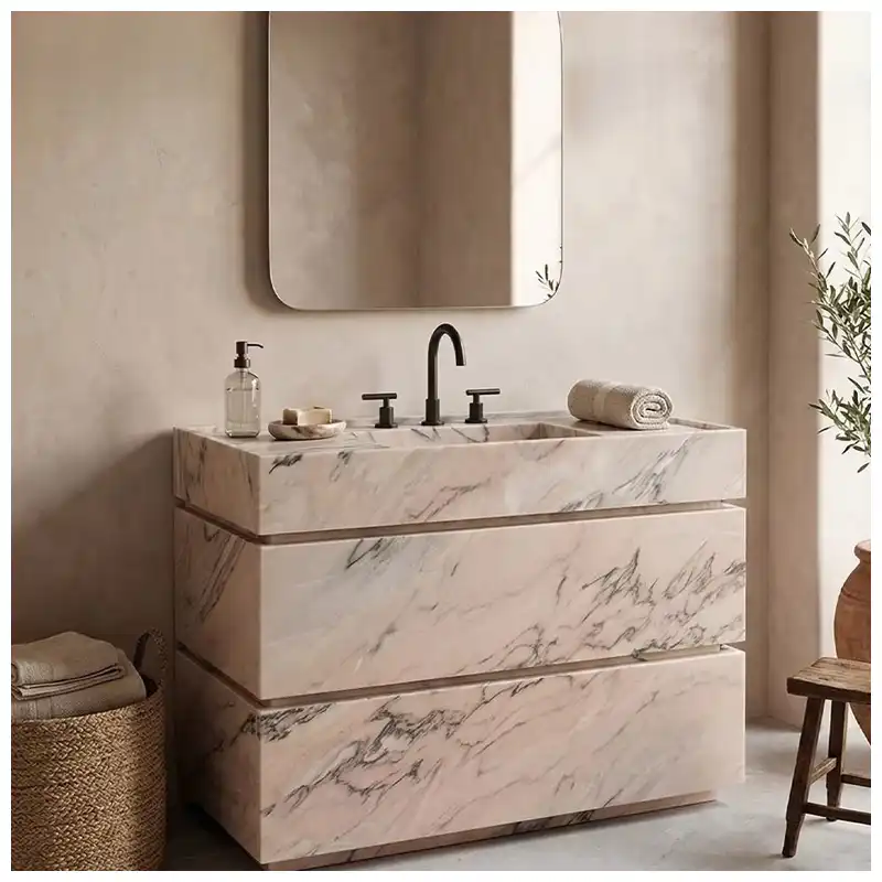 Pink Portugal Marble Bathroom Vanity Basins for Luxury Villa Designs Pink Portugal Marble Bathroom Vanity Basins for Luxury Villa Designs