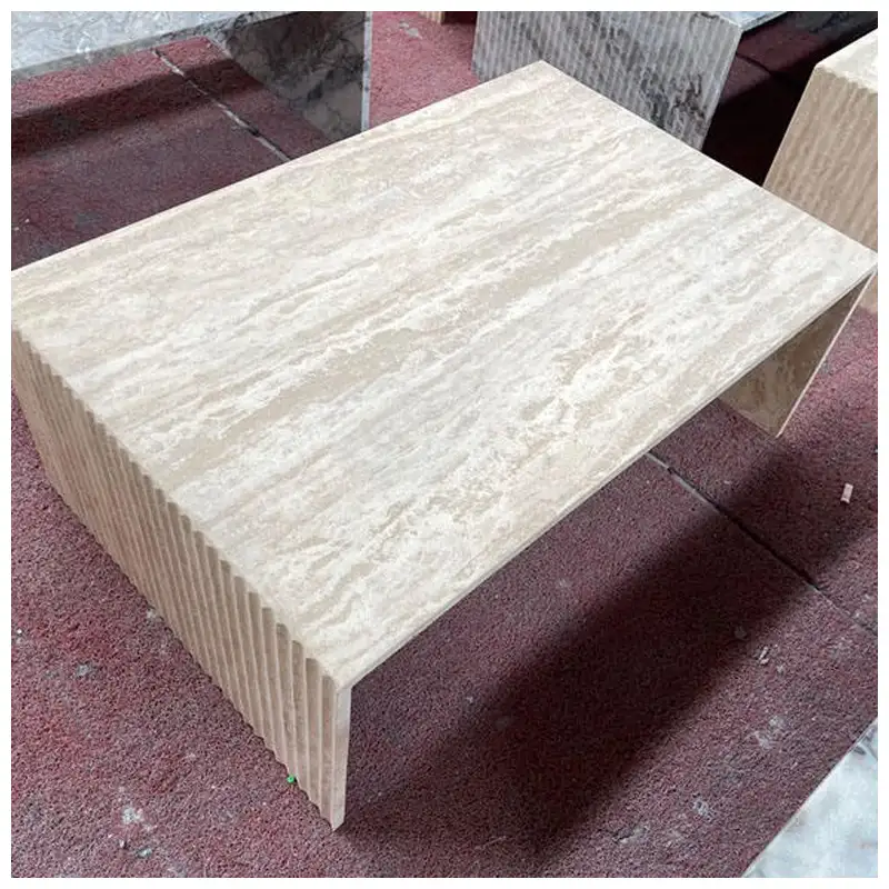 Beige Travertine Rectangle Coffee Table