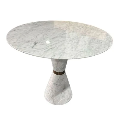 Masuta de cafea rotunda din marmura de Carrara